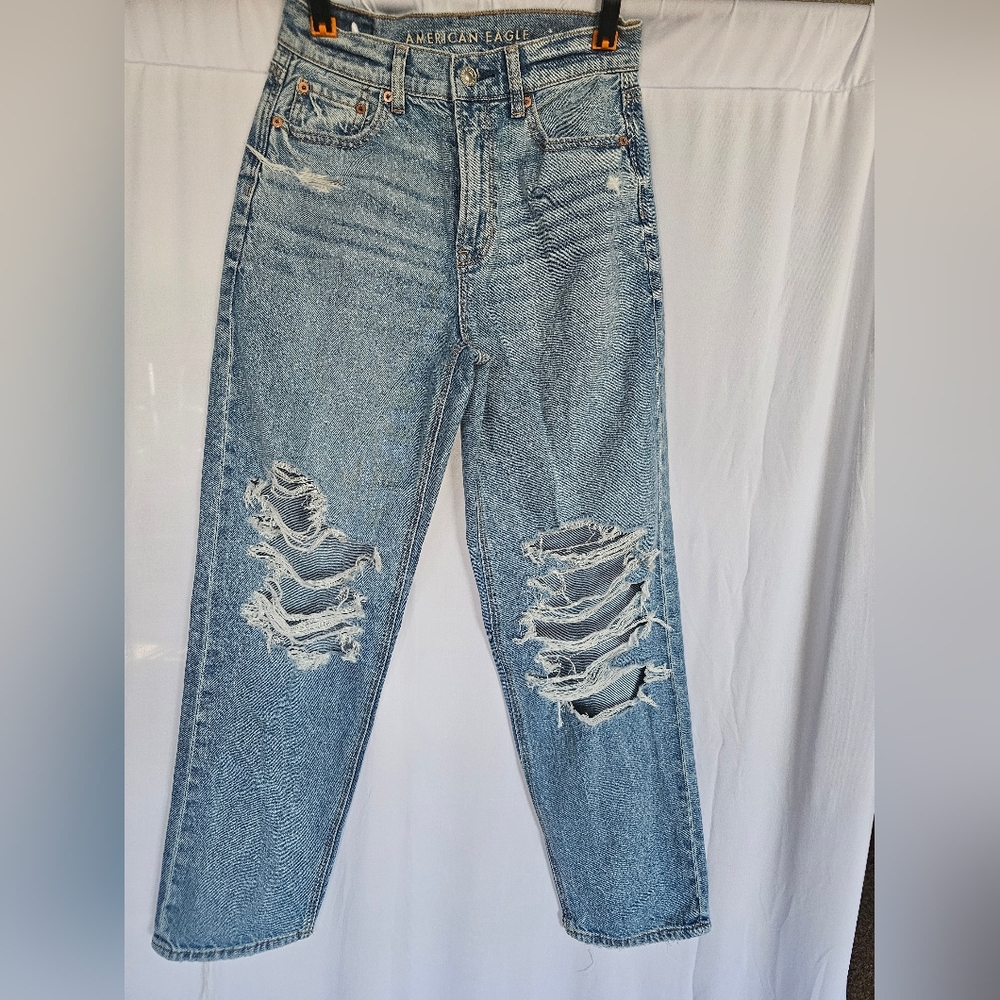 American Eagle Outfitters Light Blue Ripped Boyfriend Jeans